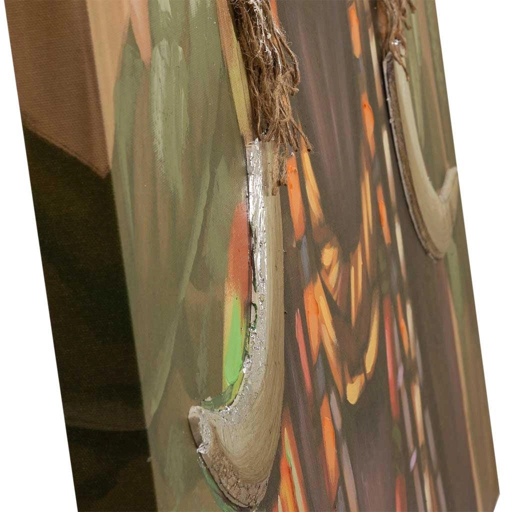 Quadro dipinto a mano con rilievo verde 100x100x3h