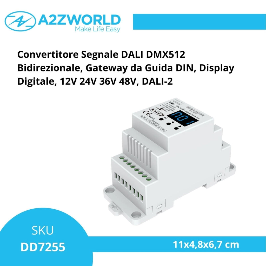 Convertitore Segnale DALI DMX512 Bidirezionale, Gateway da Guida DIN, Display Digitale, 12V 24V 36V 48V, DALI-2