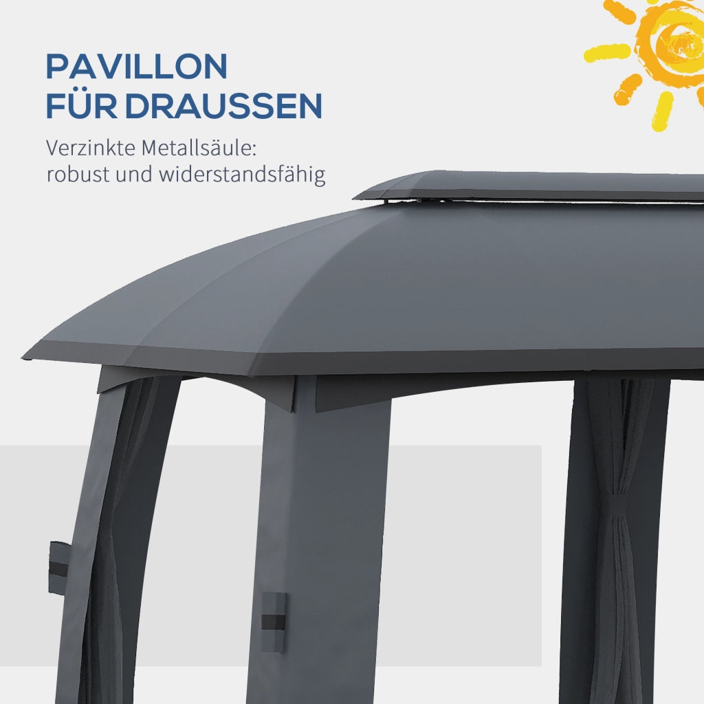 Gazebo da giardino ¨C zephmum ¨C 3x6x3 m con rete anti-insetti e tettoia