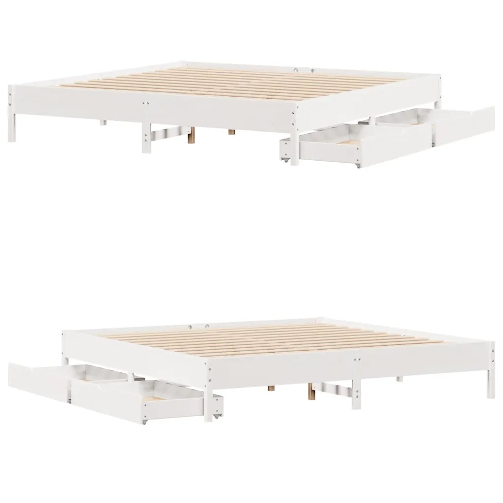 Letto senza Materasso Bianco 180x200 cm Legno Massello di Pino
