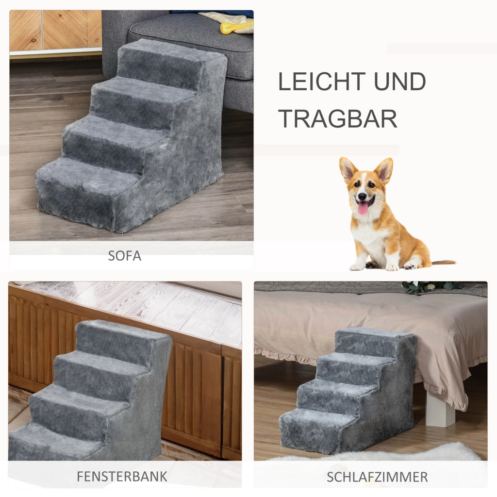 Scala per Animali 4 Gradini 44cm ¨C Xylo ¨C Grigio Chiaro per Cani Gatti