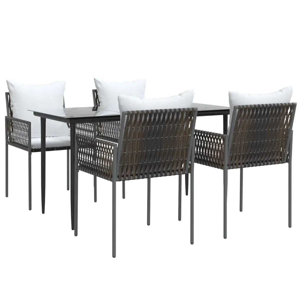Set Pranzo da Giardino 5pz con Cuscini in Polyrattan e Acciaiocod mxl 100598