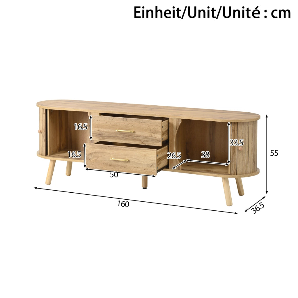 Mobile TV con 2 Ante Scorrevoli e 2 Cassetti ¨C MINIMAL ¨C Legno MDF Massello Moderno