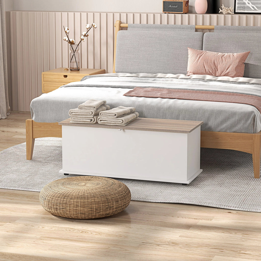 Letto contenitore con cassetti ¨C ZephMum ¨C Legno 100x40x40 cm bianco e naturale