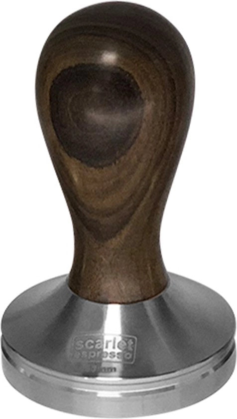 Tamponatore "Classico" per barista; con impugnatura ergonomico in legno pregiato e base in acciaio inox accuratamente realizzata.
