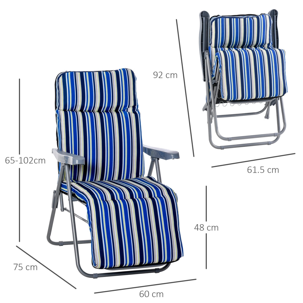 Set 2 Sedie a Sdraio con Cuscini Pieghevoli ¨C Zephmum ¨C Blu Poliestere Acciaio 60x75x65-102 cm