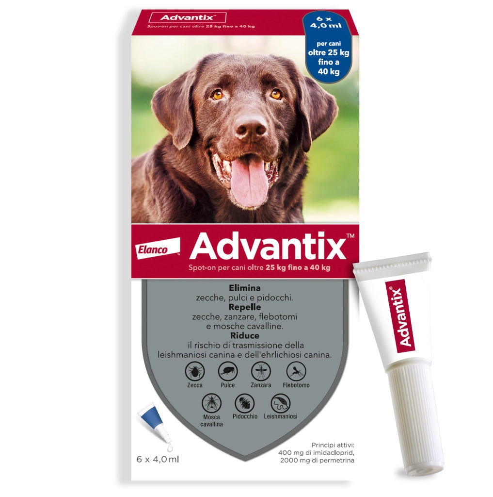 Antiparassitario Advantix per Cani da 25 kg a 40 kg in Conf. da 6 Pipette