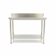 Tavolo in Acciaio Inox - 200 x 70cm - Altezza Regolabile - con Schienale
