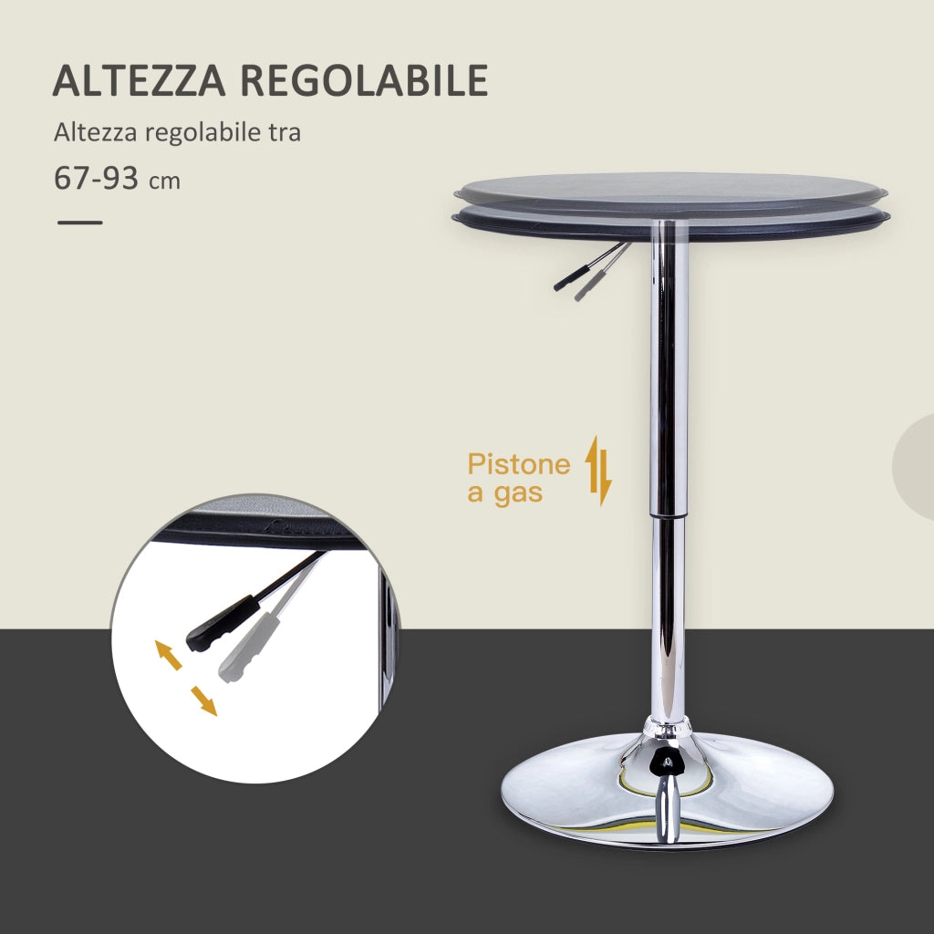 Tavolino da Bar Rotondo Girevole e Regolabile ¨C Zephmum ¨C 67-93 cm