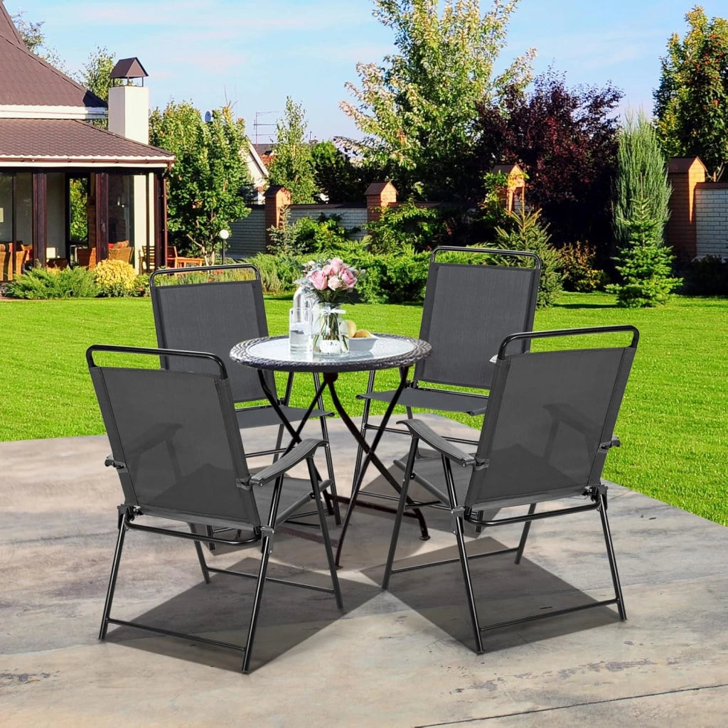 Set di 4 sedie pieghevoli, da giardino, portatili, con schienale alto, da balcone, da campeggio, portata fino a 150 kg, per giardino, patio