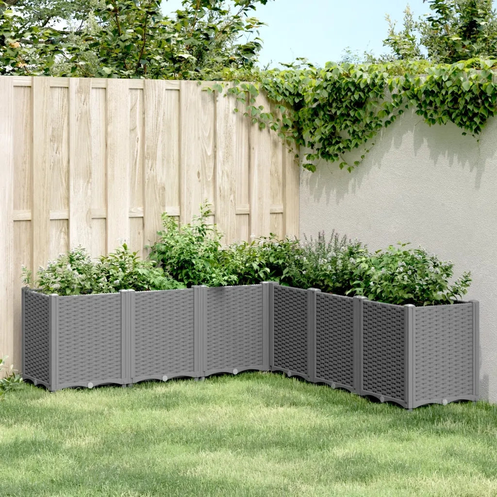 Fioriera | Cassetta per fiori | Vaso da Giardino Grigio Chiaro 160x160x53 cm in PP