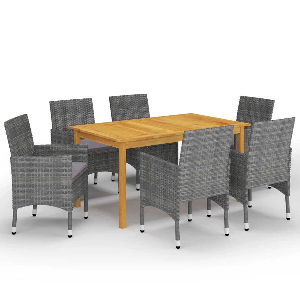 Set da pranzo da giardino per esterni 7 pezzi mobili grigi 02_0013962