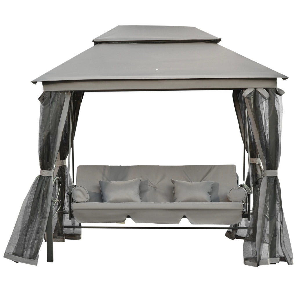 Divano da Giardino 3 Posti con Materasso ¨C Zephmum ¨C Grigio 256x172x248 cm