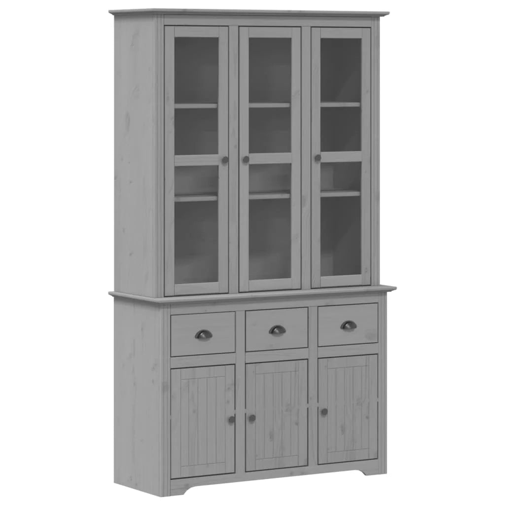 BODO 115,5 x 43 x 200,5 cm Mobiletto in legno massello di pino grigio cassettiera mobile contenitore organizer per cucina soggiorno salotto