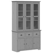 BODO 115,5 x 43 x 200,5 cm Mobiletto in legno massello di pino grigio cassettiera mobile contenitore organizer per cucina soggiorno salotto