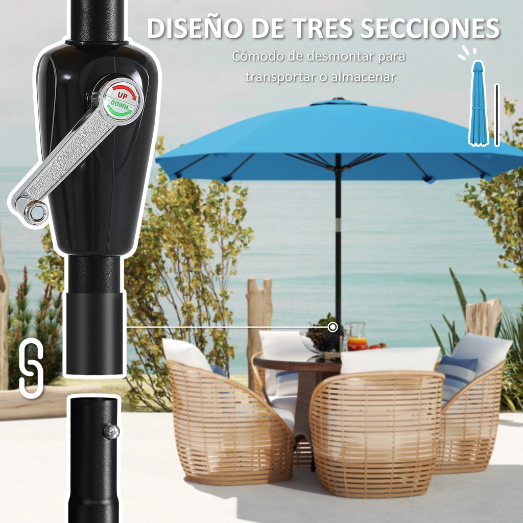Ombrellone da Giardino 233x233 cm ¨C zephmum ¨C Impermeabile Manovella Regolabile in Altezza Poste in Alluminio
