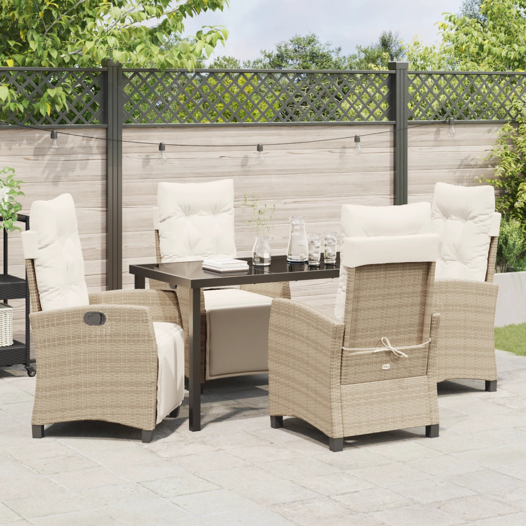 Set di 5 pezzi per la cena in giardino beige in polyrattan