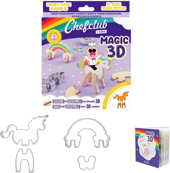 Forme per biscotti Unicorn e Rainbow Magic 3D, forme per biscotti 3D unicorni e regali per bambini da realizzare in casa, per un divertimento da cucina