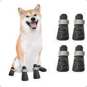 Pattini acqua resistenti per cani, protezione per le zampe, pattini antiscivolo per cani con cintura riflettente regolabile per cani piccoli, medi e grandi, confezione da 4 (S, nero)