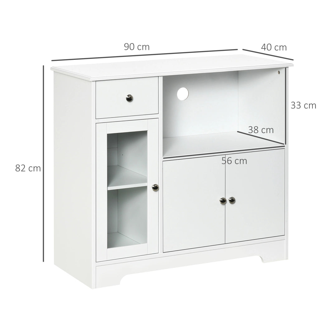 Armadio da cucina ¨C zephmum ¨C 90x40x82 cm, bianco, vetro temperato, legno