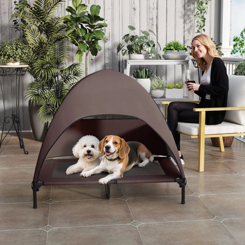 CUCCIA per cani rialzata con tettuccio 106x76x99 cm Coffee