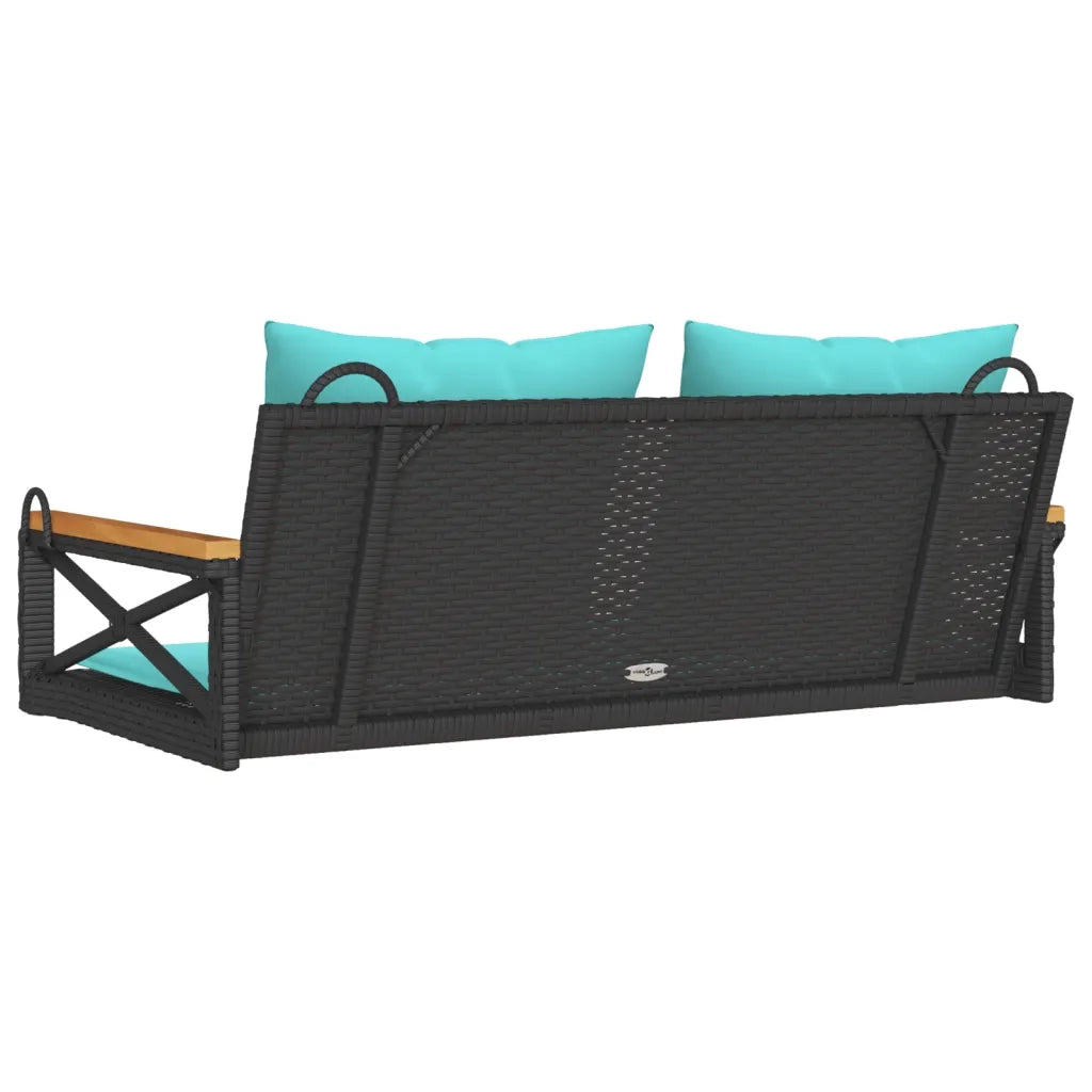Panchina a Dondolo con Cuscini Nera 109x62x40 cm in Polyrattan 368160