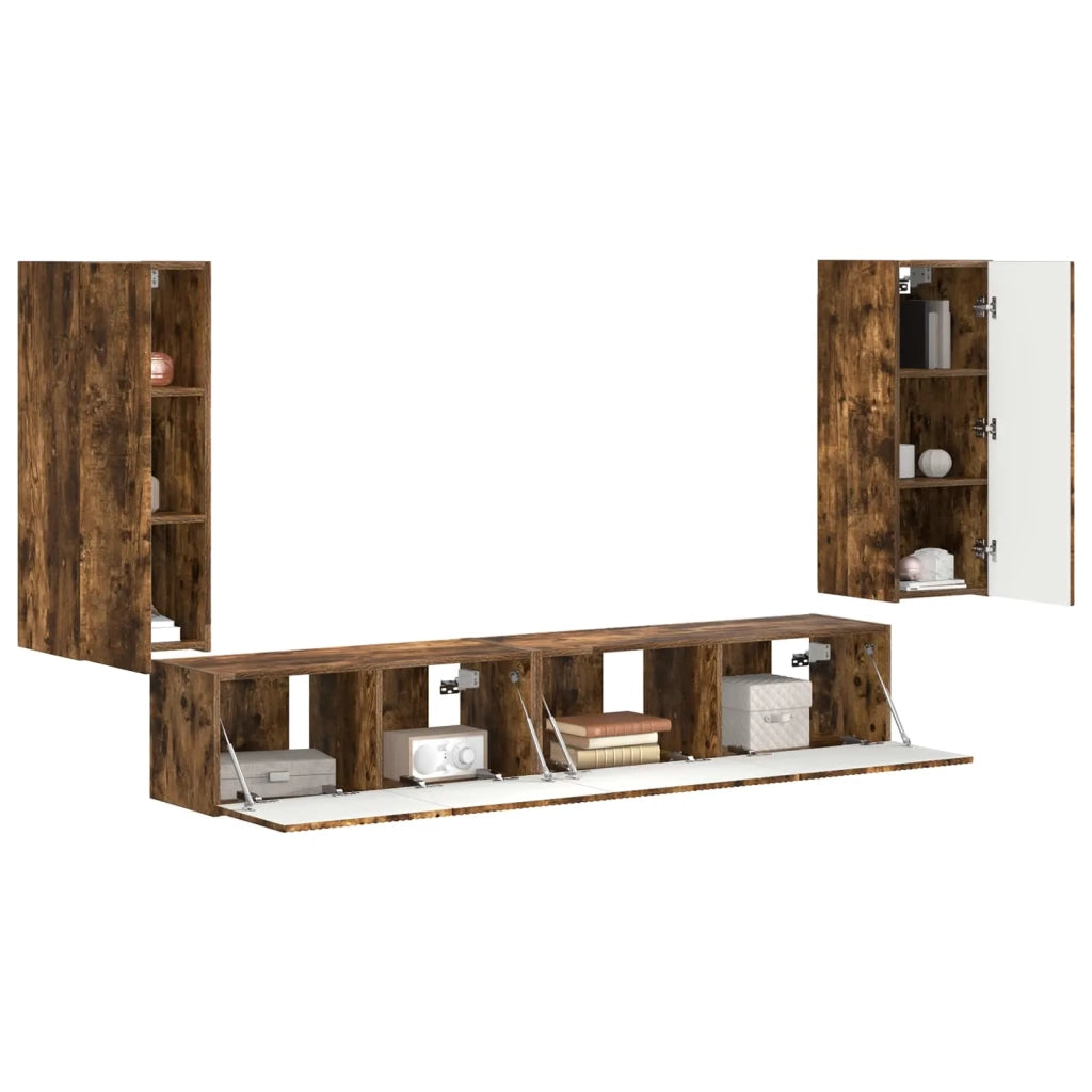 Set mobile TV 4 pcs Rovere fumé Legno multistrato