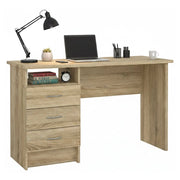 Scrivania lineare con tre Andre, colore rovere, Misure 120 x 72 x 48 cm