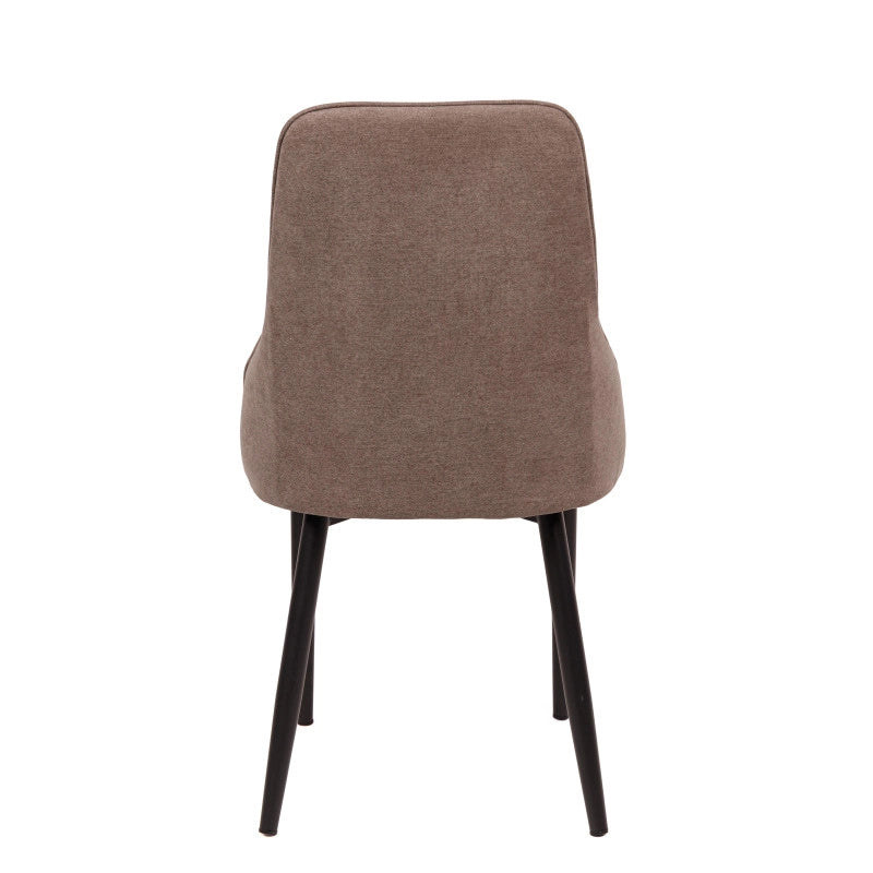 Set di 4 Sedie Chantal In Tessuto Tortora E Gambe Nero Opaco