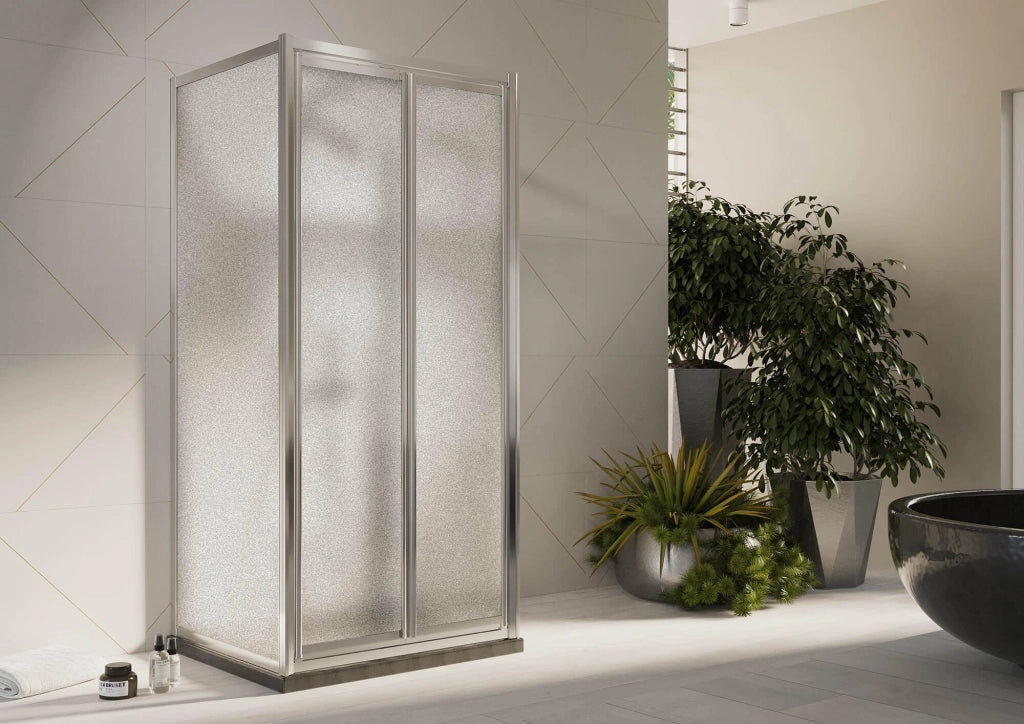 Box Doccia 3 lati 75x75x75 cm 2 Ante Battenti in Cristallo Opaco 4-6mm H198 Fosterberg Maribo Trio
