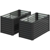 Aiuola Rialzata Set 2 Pezzi Rettangolari senza Fondo, in Acciaio Zincato, 120x60x60 cm, Grigio Scuro