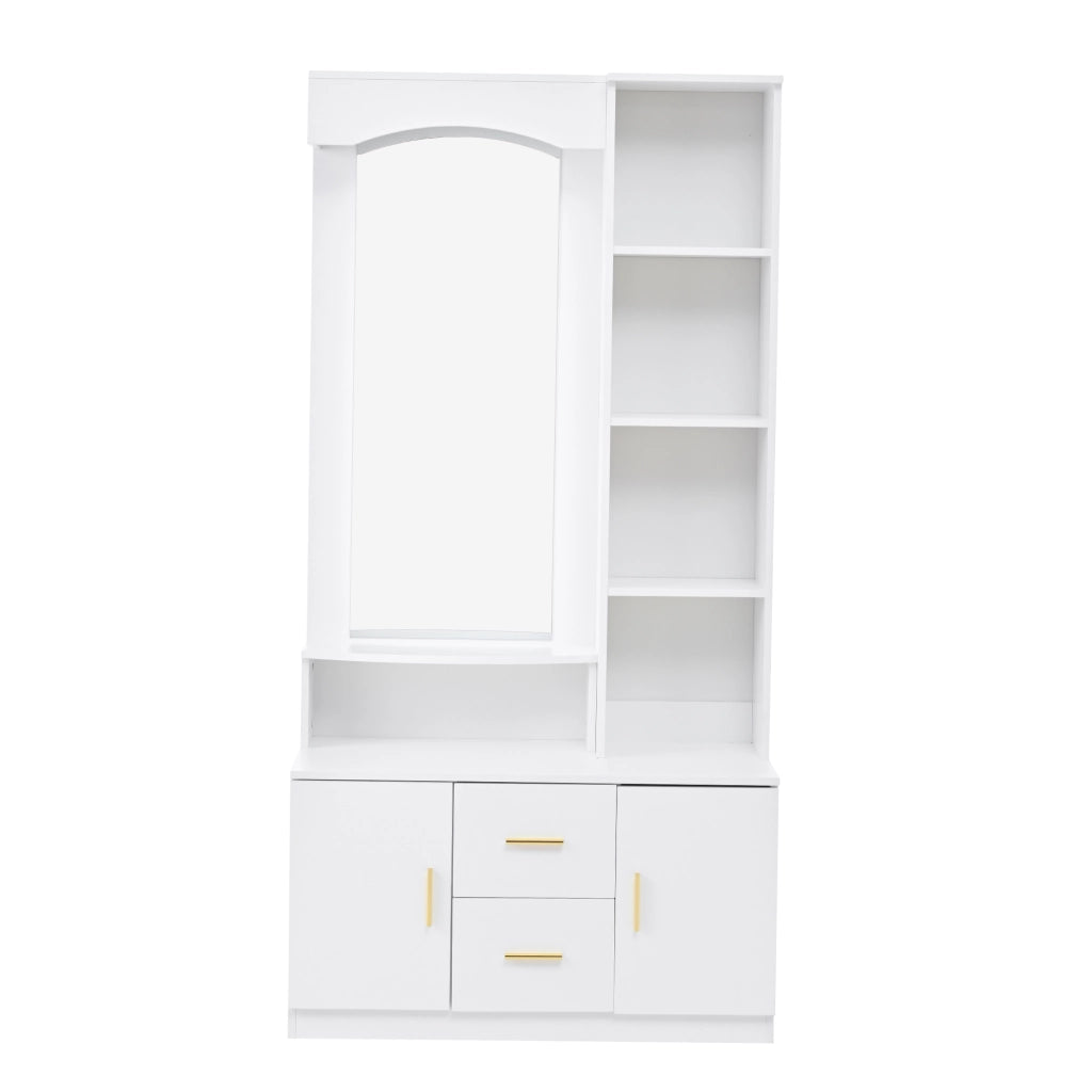 Mobile Ingresso con Scarpiera e Specchio ¨C MINIMAL ¨C Bianco, 2 Cassetti, 2 Ante, 90x40x180 cm