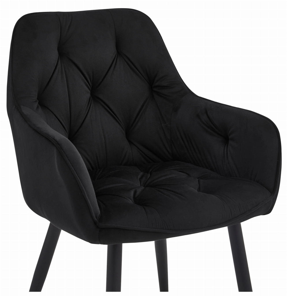 Sedie da pranzo Valora LUKK - Velluto nero con gambe nere x 2