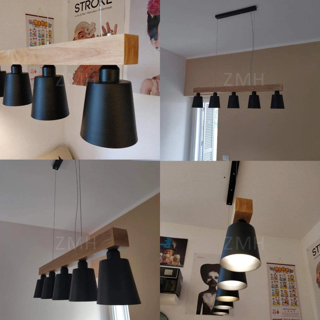 Lampada a sospensione ZMH vintage retr¨° tavolo da pranzo tavolo da pranzo 5 fuochi metallo E27
