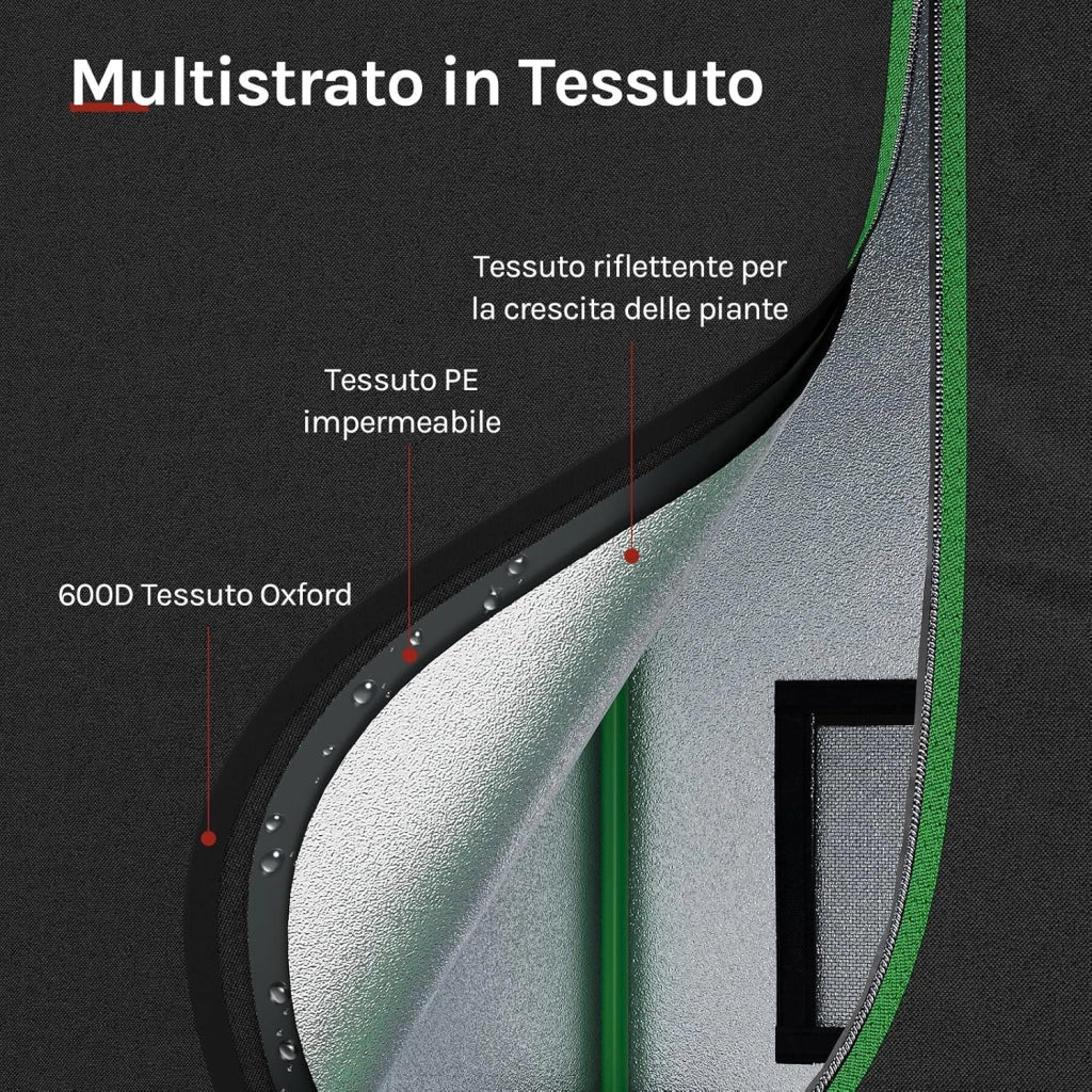 Tenda Coltivazione Idroponica 80x80x180cm, Serra da Giardino con Finestra di Osservazione, Piccola Serra per Piante, Fiori, Ortaggi a Casa, in Mylar Riflettente + Nero