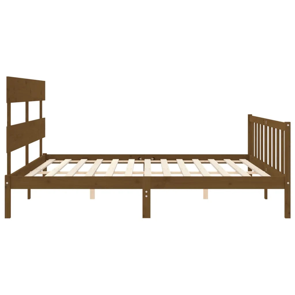 Giroletto con Testiera ambra 200x200 cm in Legno Massello 3193294