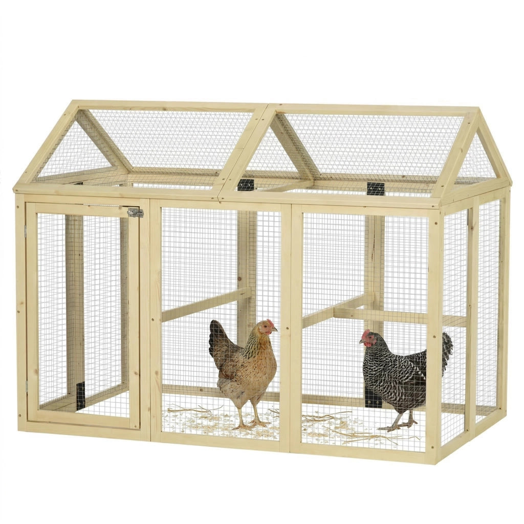 Recinto per Galline in Legno con Porte ¨C zephmum ¨C Legno 140x88.5x106 cm