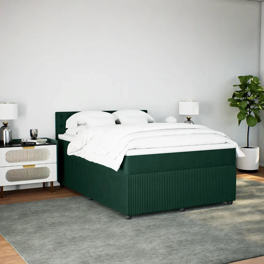 Giroletto a Molle con Materasso Verde Scuro 140x200 cm Velluto