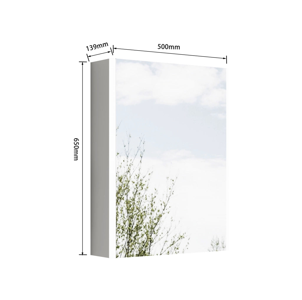 Mobile bagno con specchio ULEVR 57x20x74 cm a parete, 1 anta, LED laterali e presa francese, bianco