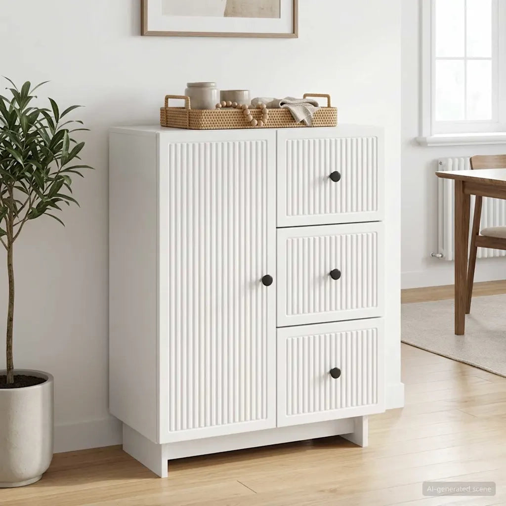 Credenza Bianco Lucido 66 x 34,5 x 90 cm Legno ingegnerizzato 893939