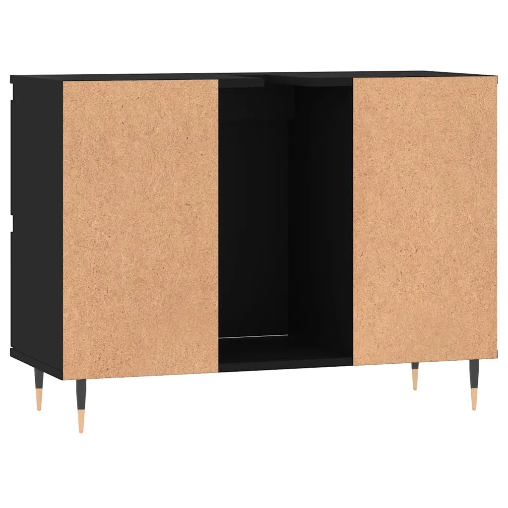 Mobiletto da bagno nero 80 x 33 x 60 cm ampia capacità di contenimento stile industriale legno composito nero 02_0049072