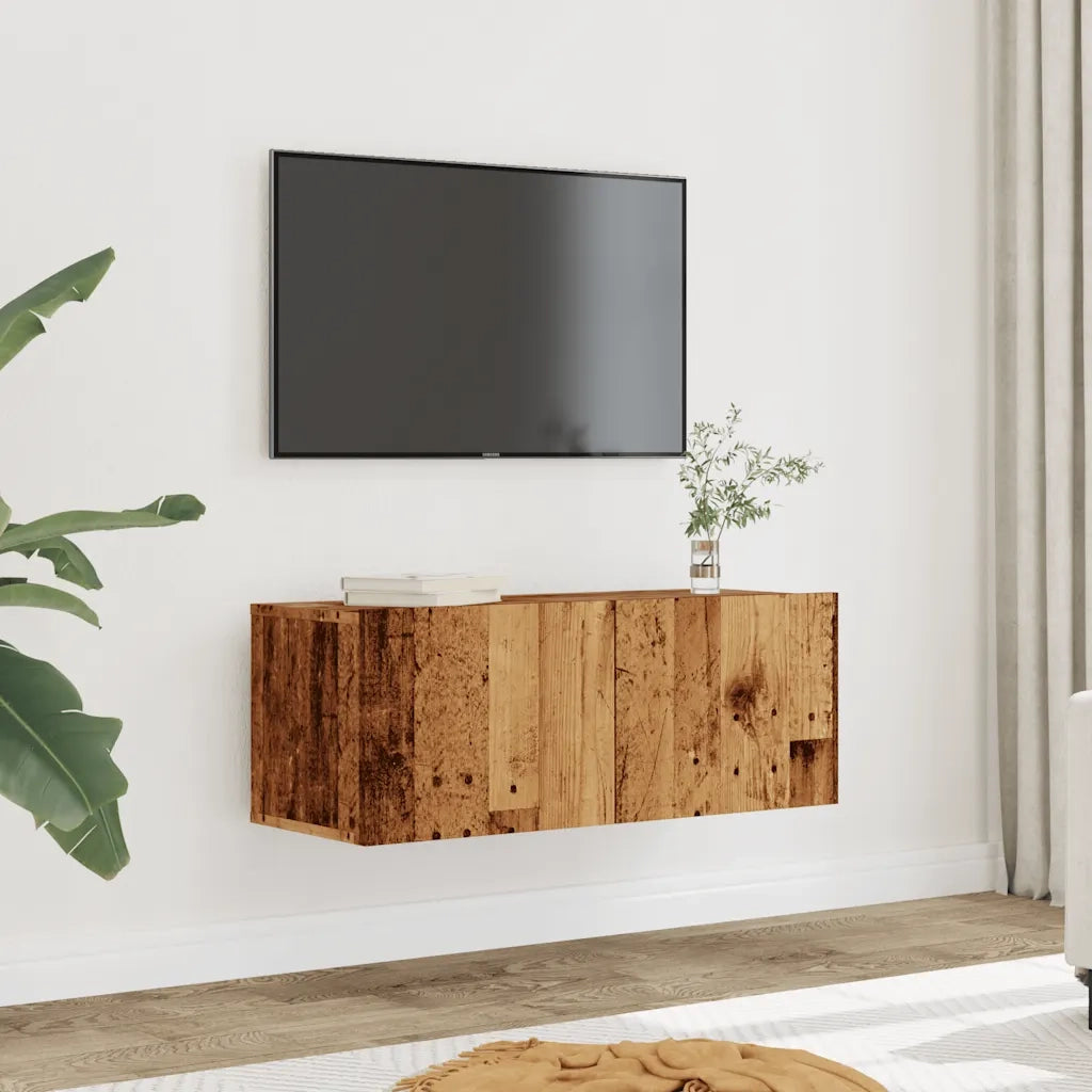 Mobili TV a Parete 2pz Legno Antico 80x30x30 cm 857015