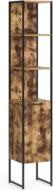 Mobile bagno alto Fyrk, Legno antico, 33 x 185 cm, per la conservazione di articoli da bagno e asciugamani