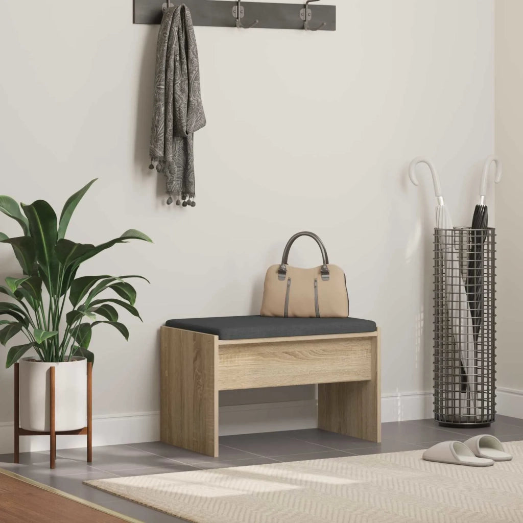 Panca per ingresso con cuscino Rovere Sonoma 63 x 38 x 40 cm