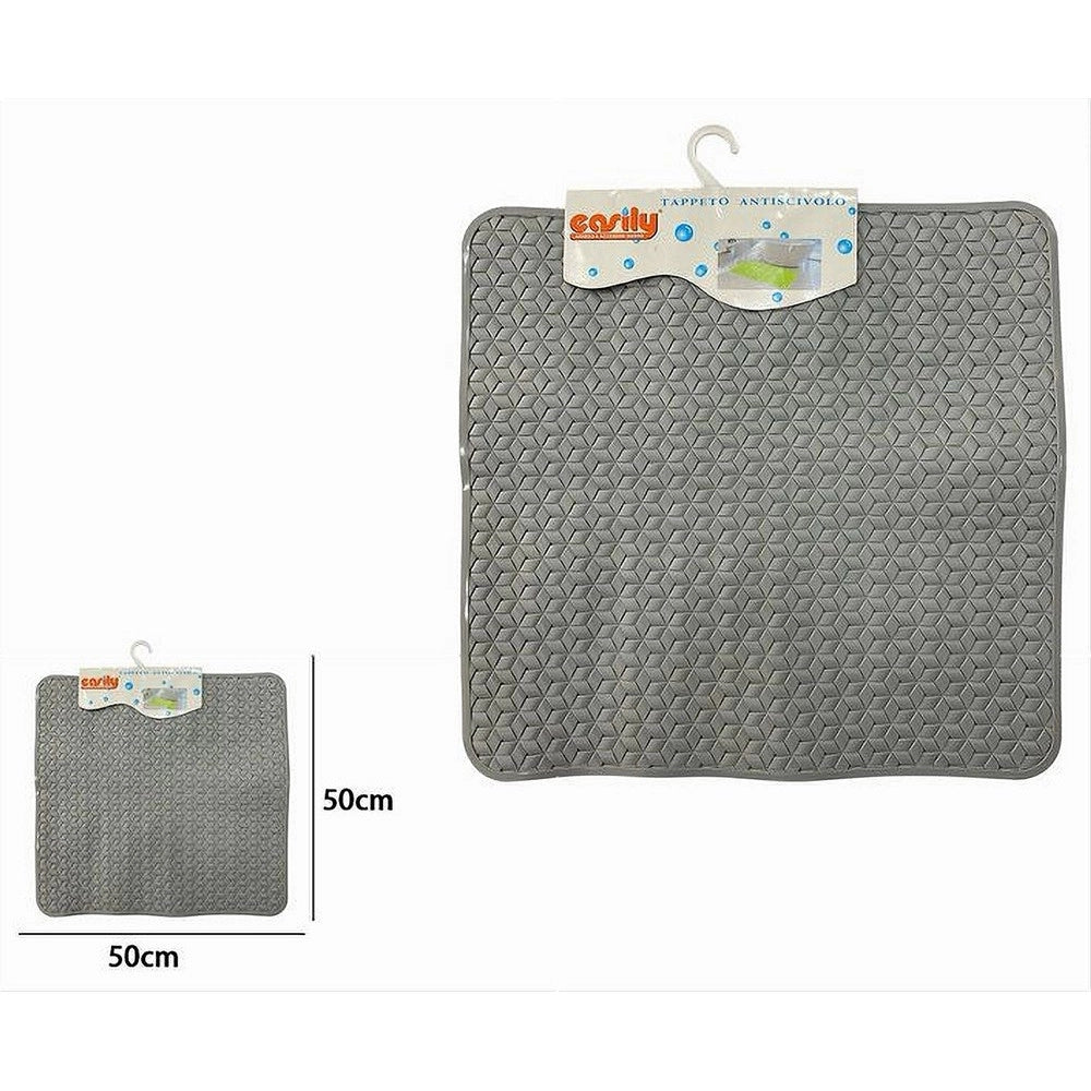 Trade Shop - Tappeto Tappetino Pvc Antiscivolo Vasca Bagno Doccia Quadro Grigio 50x50cm 59318 -