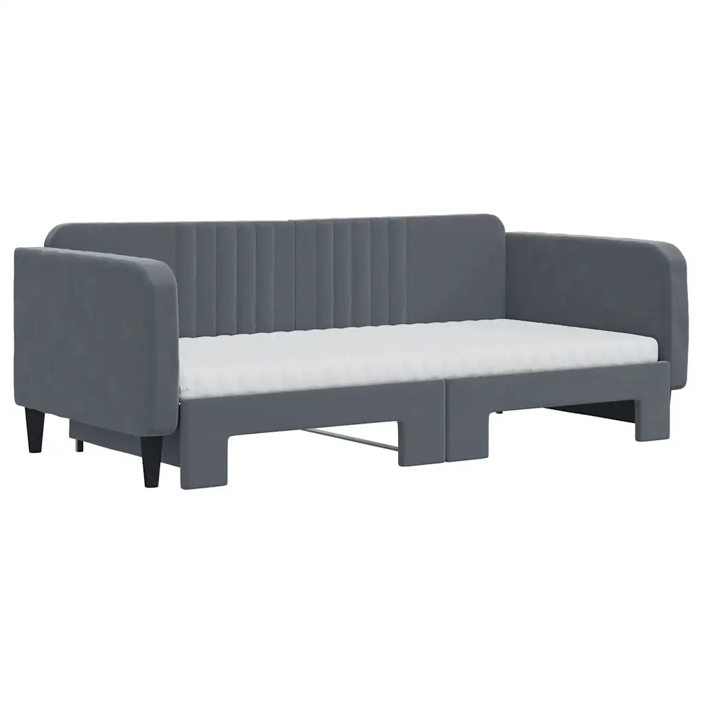 Divano Letto Estraibile Materassi Grigio Scuro 90x190cm Velluto 3197101