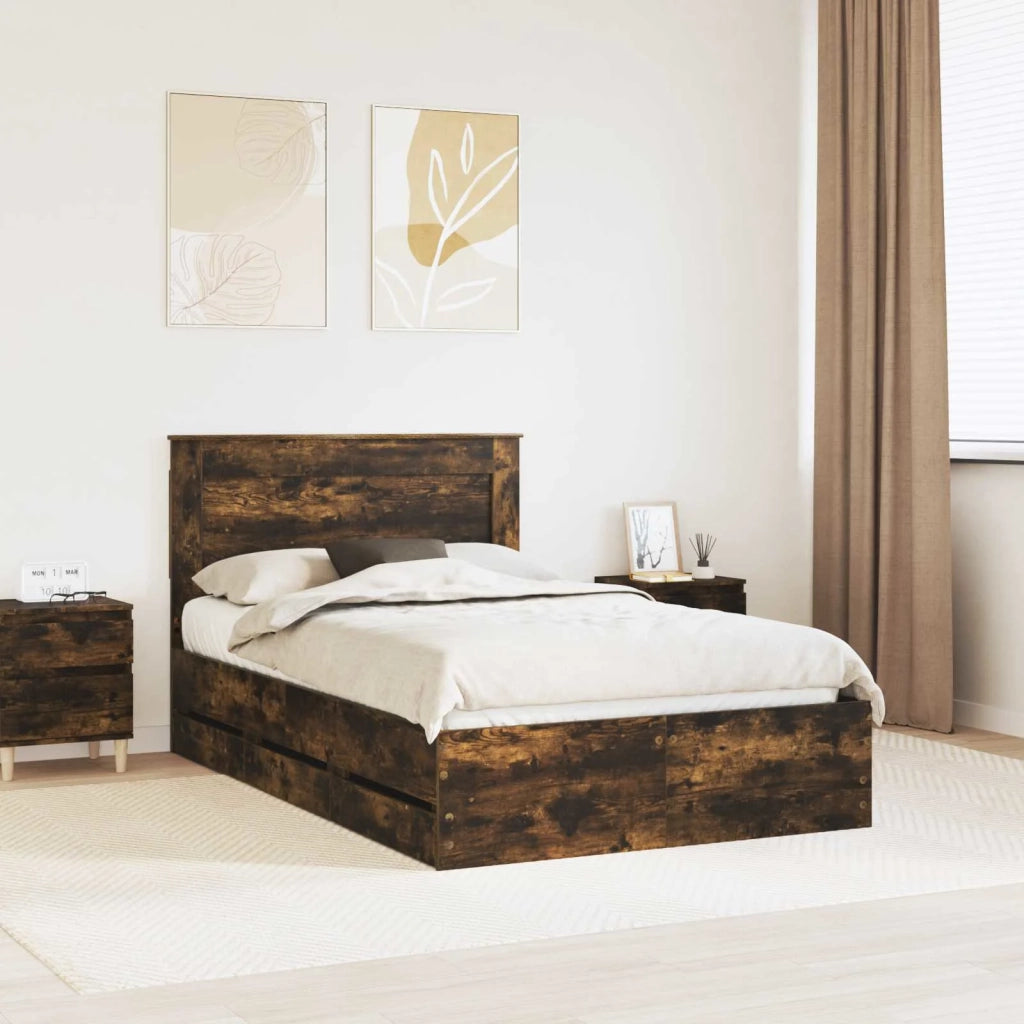 Struttura del letto con cassetto Rovere fumé 120 x 190 cm