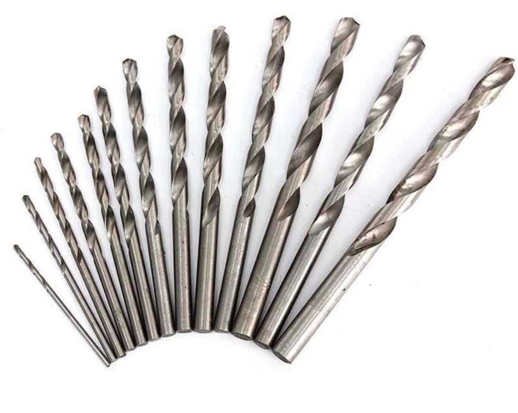 SERIE 13 PUNTE ELICODIALI DA TRAPANO PER FERRO PVC MISURE DA 1,5 A 6,5 +ASTUCCIO