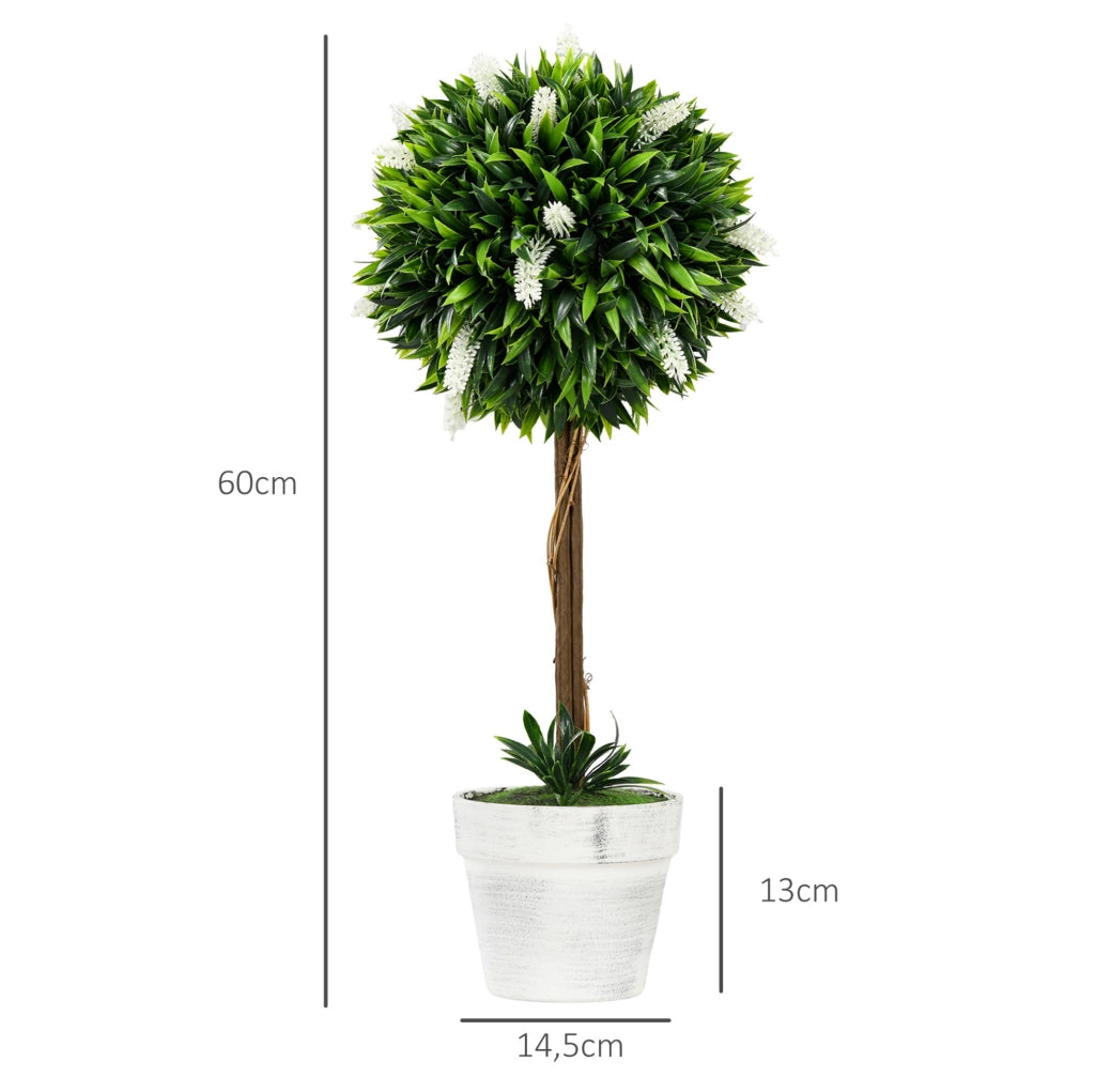 Lavanda artificiale 2 pezzi 60 cm in plastica bianca per decorazione interna