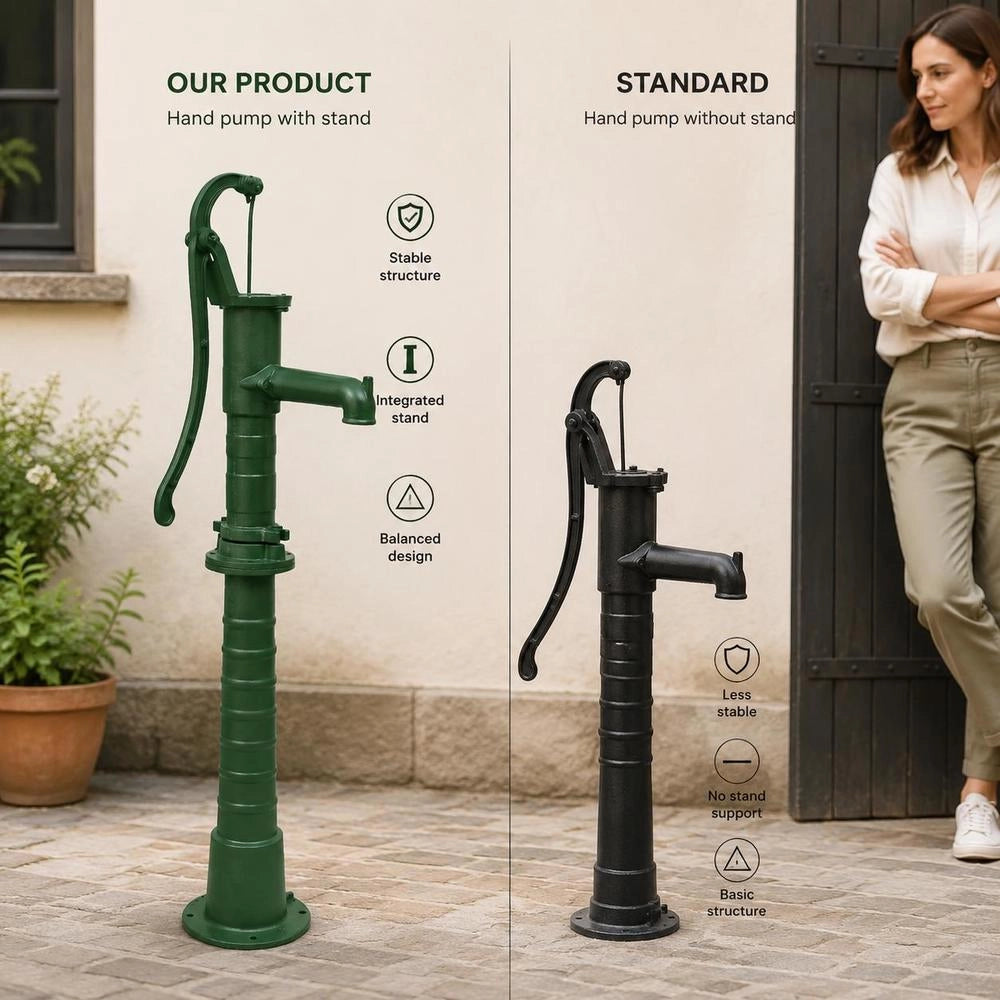Hand Pump With Stand, Cast Iron